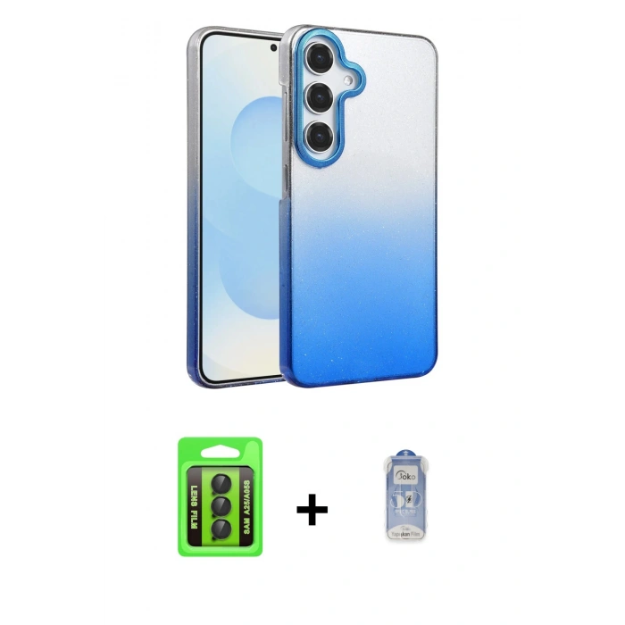 MARSİLYAN™- Galaxy A25 5G Kılıf Kıvılcım Minimal Özel Seri - Siyah Joko Magic 5D Cam + Raze Metal Kamera Lens - SH