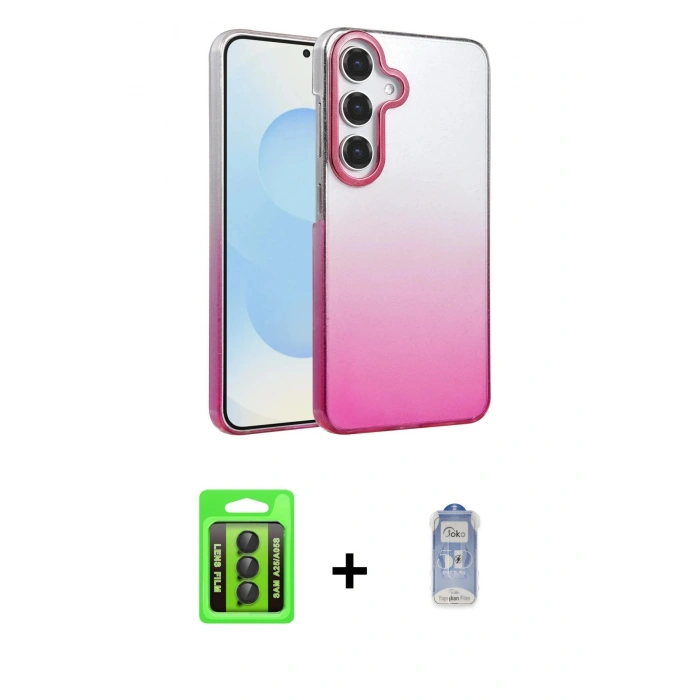 MARSİLYAN™- Galaxy A25 5G Kılıf Kıvılcım Minimal Özel Seri - Siyah Joko Magic 5D Cam + Raze Metal Kamera Lens - SH