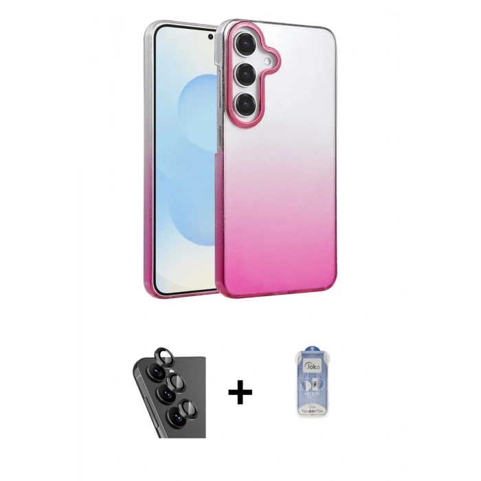 MARSİLYAN™- Galaxy A25 5G Kılıf Kıvılcım Minimal Özel Seri - Siyah Joko Magic 5D Cam + Valdez Metal Kamera Lens - SH