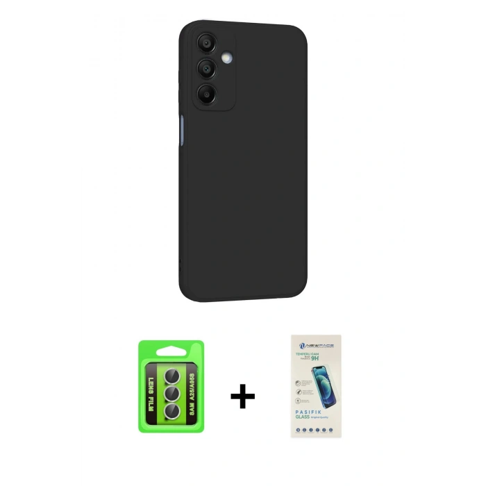 MARSİLYAN™- Galaxy A25 5G Kılıf Kozmos Yansıma Özel Seri - Şeffaf Pasifik Cam Ekran Koruyucu + Raze Metal Kamera Lens - GS
