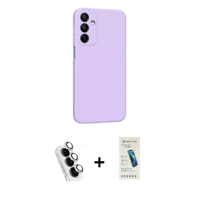 MARSİLYAN™- Galaxy A25 5G Kılıf Kozmos Yansıma Özel Seri - Şeffaf Pasifik Cam Ekran Koruyucu + Valdez Metal Kamera Lens - GS