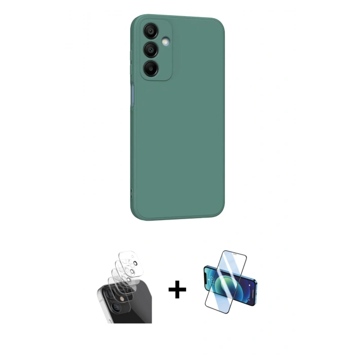MARSİLYAN™- Galaxy A25 5G Kılıf Kozmos Yansıma Özel Seri - Siyah 3D Antistatik Cam Ekran Koruyucu + Kamera Lens Koruma Cam - SF