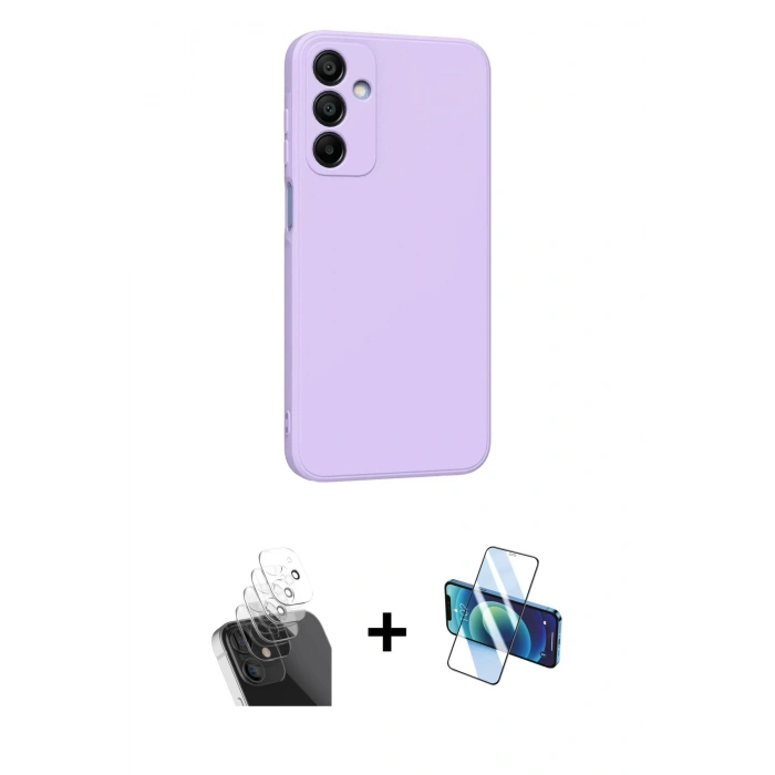 MARSİLYAN™- Galaxy A25 5G Kılıf Kozmos Yansıma Özel Seri - Siyah 3D Antistatik Cam Ekran Koruyucu + Kamera Lens Koruma Cam - SF