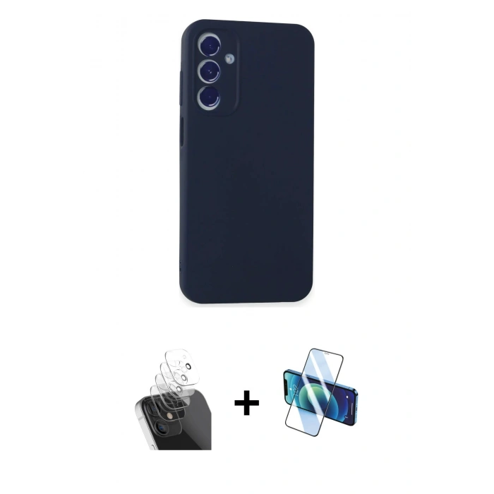 MARSİLYAN™- Galaxy A25 5G Kılıf Kozmos Yansıma Özel Seri - Siyah 3D Antistatik Cam Ekran Koruyucu + Kamera Lens Koruma Cam - SF