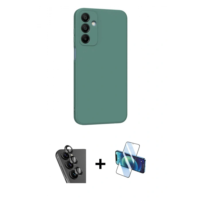 MARSİLYAN™- Galaxy A25 5G Kılıf Kozmos Yansıma Özel Seri - Siyah 3D Antistatik Cam Ekran Koruyucu + Valdez Metal Kamera Lens - SH