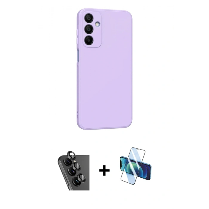 MARSİLYAN™- Galaxy A25 5G Kılıf Kozmos Yansıma Özel Seri - Siyah 3D Antistatik Cam Ekran Koruyucu + Valdez Metal Kamera Lens - SH