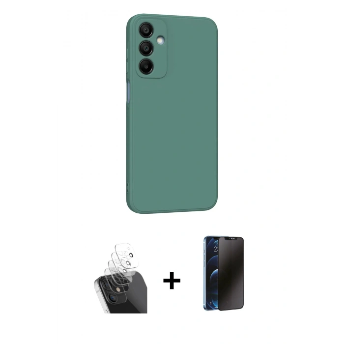 MARSİLYAN™- Galaxy A25 5G Kılıf Kozmos Yansıma Özel Seri - Siyah 3D Antistatik Hayalet Cam Ekran Koruyucu + Kamera Lens Koruma Cam - SF