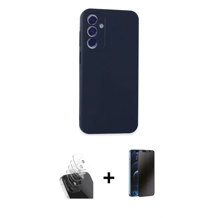 MARSİLYAN™- Galaxy A25 5G Kılıf Kozmos Yansıma Özel Seri - Siyah 3D Antistatik Hayalet Cam Ekran Koruyucu + Kamera Lens Koruma Cam - SF
