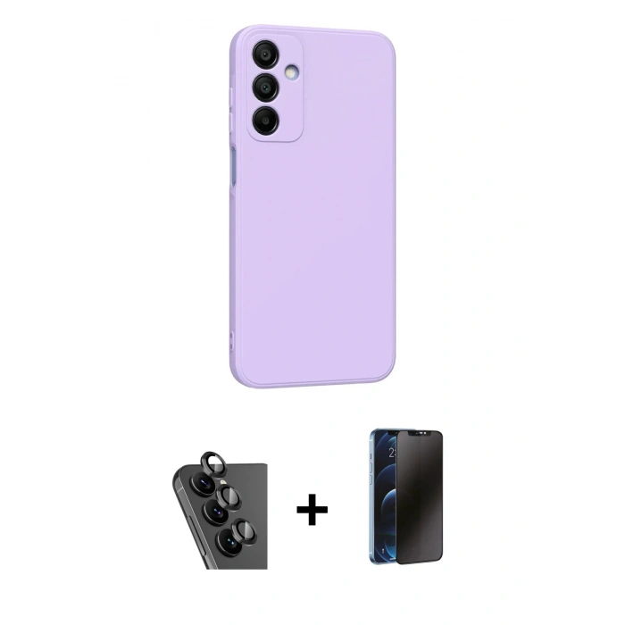 MARSİLYAN™- Galaxy A25 5G Kılıf Kozmos Yansıma Özel Seri - Siyah 3D Antistatik Hayalet Cam Ekran Koruyucu + Valdez Metal Kamera Lens - SH