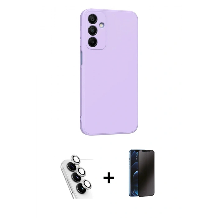 MARSİLYAN™- Galaxy A25 5G Kılıf Kozmos Yansıma Özel Seri - Siyah 3D Antistatik Hayalet Cam Ekran Koruyucu + Valdez Metal Kamera Lens - GS