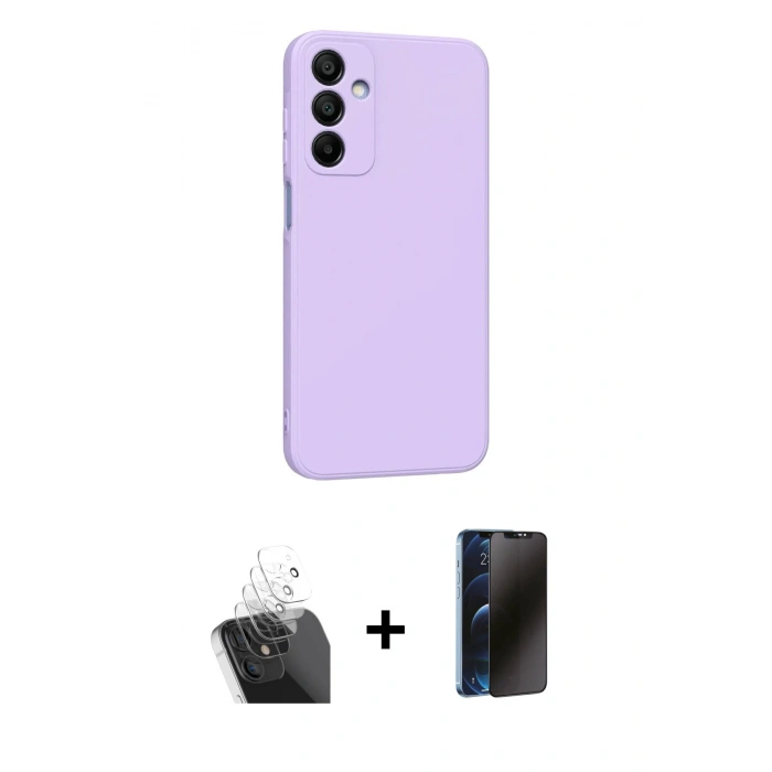 MARSİLYAN™- Galaxy A25 5G Kılıf Kozmos Yansıma Özel Seri - Siyah 3D Antistatik Hayalet Cam Ekran Koruyucu + Kamera Lens Koruma Cam - SF