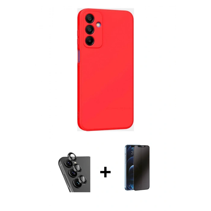 MARSİLYAN™- Galaxy A25 5G Kılıf Kozmos Yansıma Özel Seri - Siyah 3D Antistatik Hayalet Cam Ekran Koruyucu + Valdez Metal Kamera Lens - SH