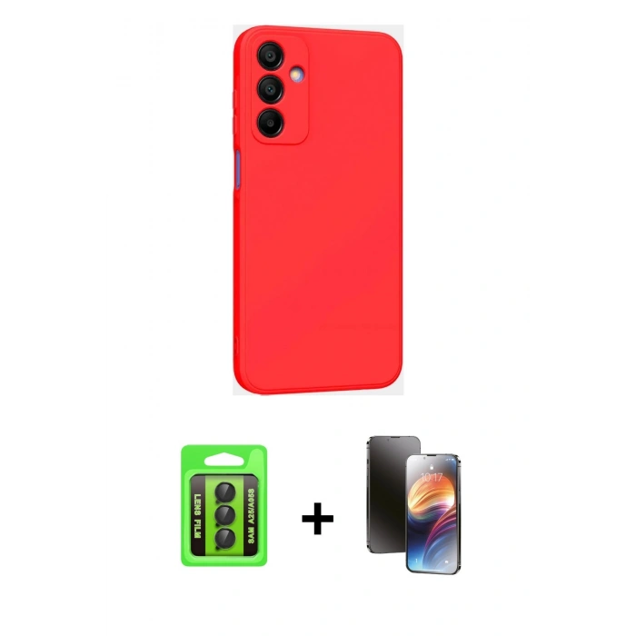 MARSİLYAN™- Galaxy A25 5G Kılıf Kozmos Yansıma Özel Seri - Siyah 3D Antistatik Mat Seramik Nano Ekran Koruyucu + Raze Metal Kamera Lens - SH