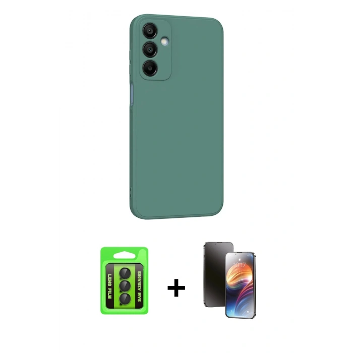 MARSİLYAN™- Galaxy A25 5G Kılıf Kozmos Yansıma Özel Seri - Siyah 3D Antistatik Mat Seramik Nano Ekran Koruyucu + Raze Metal Kamera Lens - SH