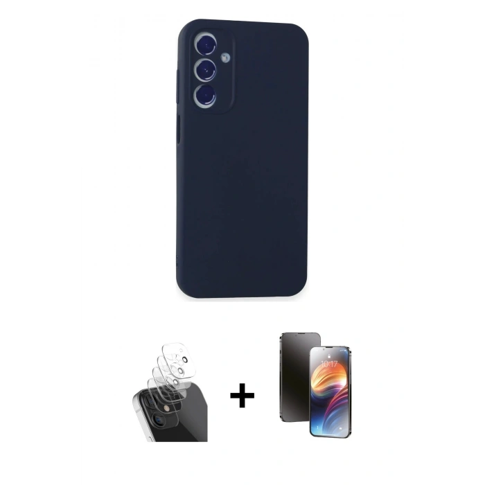 MARSİLYAN™- Galaxy A25 5G Kılıf Kozmos Yansıma Özel Seri - Siyah 3D Antistatik Mat Seramik Nano Ekran Koruyucu + Kamera Lens Koruma Cam - SF
