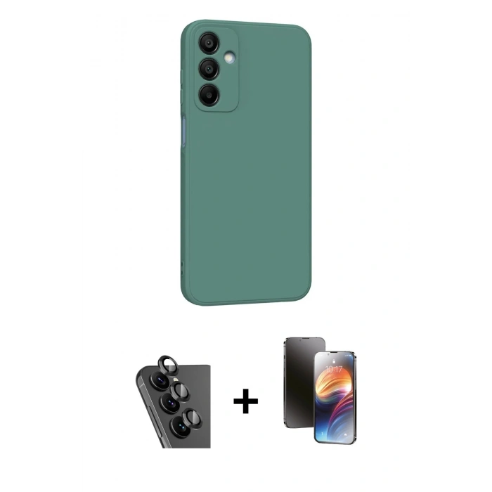 MARSİLYAN™- Galaxy A25 5G Kılıf Kozmos Yansıma Özel Seri - Siyah 3D Antistatik Mat Seramik Nano Ekran Koruyucu + Valdez Metal Kamera Lens - SH