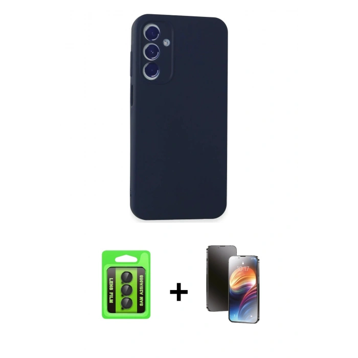 MARSİLYAN™- Galaxy A25 5G Kılıf Kozmos Yansıma Özel Seri - Siyah 3D Antistatik Mat Seramik Nano Ekran Koruyucu + Raze Metal Kamera Lens - SH