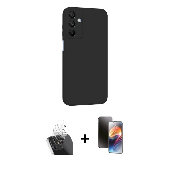 MARSİLYAN™- Galaxy A25 5G Kılıf Kozmos Yansıma Özel Seri - Siyah 3D Antistatik Mat Seramik Nano Ekran Koruyucu + Kamera Lens Koruma Cam - SF