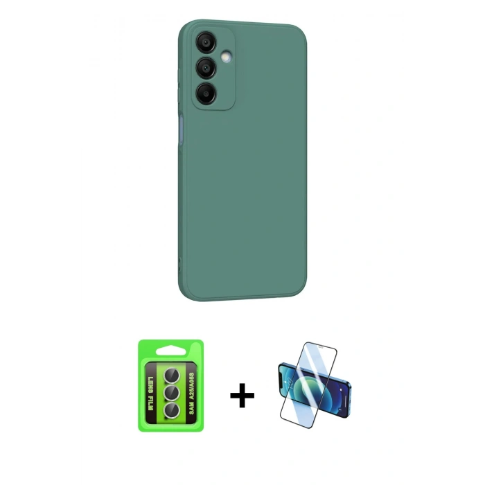 MARSİLYAN™- Galaxy A25 5G Kılıf Kozmos Yansıma Özel Seri - Siyah 3D Antistatik Seramik Nano Ekran Koruyucu + Raze Metal Kamera Lens - GS
