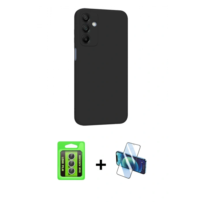 MARSİLYAN™- Galaxy A25 5G Kılıf Kozmos Yansıma Özel Seri - Siyah 3D Antistatik Seramik Nano Ekran Koruyucu + Raze Metal Kamera Lens - GS