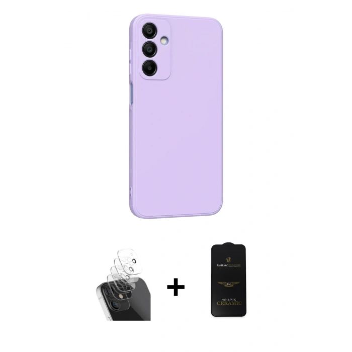 MARSİLYAN™- Galaxy A25 5G Kılıf Kozmos Yansıma Özel Seri - Siyah 6D Antistatik Mat Seramik Hayalet Nano Ekran Koruyucu + Kamera Lens Koruma Cam - SF