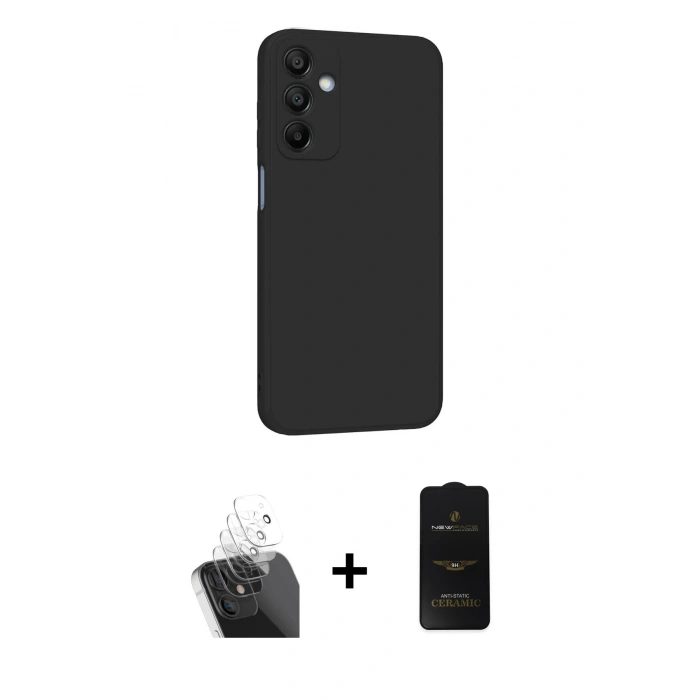 MARSİLYAN™- Galaxy A25 5G Kılıf Kozmos Yansıma Özel Seri - Siyah 6D Antistatik Mat Seramik Hayalet Nano Ekran Koruyucu + Kamera Lens Koruma Cam - SF