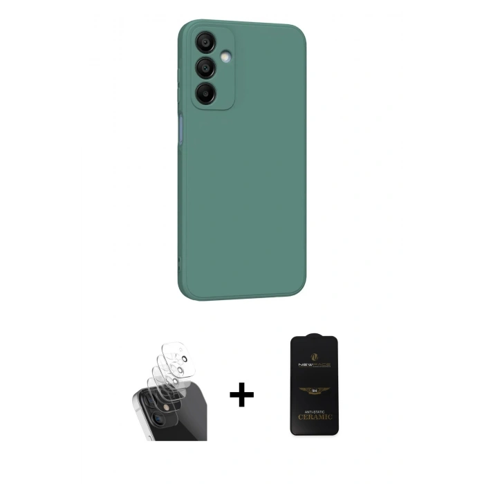 MARSİLYAN™- Galaxy A25 5G Kılıf Kozmos Yansıma Özel Seri - Siyah 6D Antistatik Mat Seramik Hayalet Nano Ekran Koruyucu + Kamera Lens Koruma Cam - SF