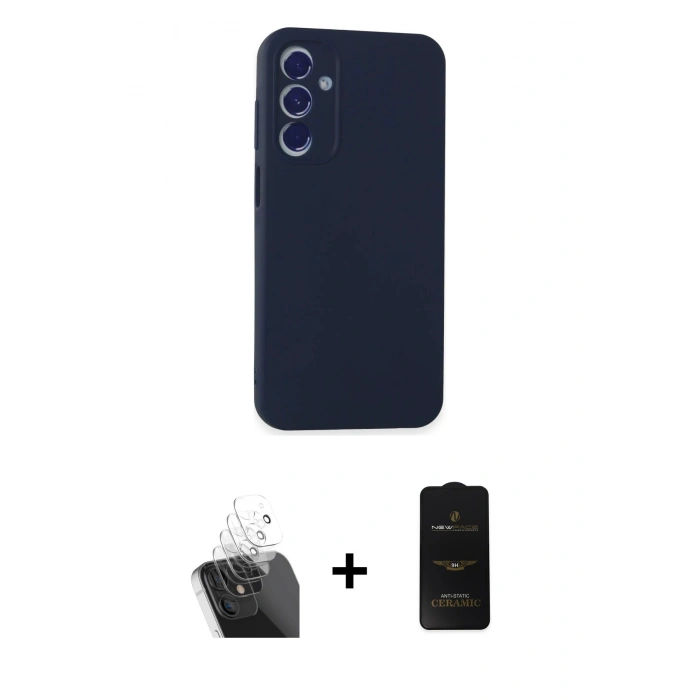 MARSİLYAN™- Galaxy A25 5G Kılıf Kozmos Yansıma Özel Seri - Siyah 6D Antistatik Mat Seramik Hayalet Nano Ekran Koruyucu + Kamera Lens Koruma Cam - SF