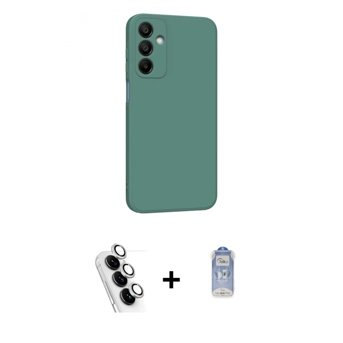 MARSİLYAN™- Galaxy A25 5G Kılıf Kozmos Yansıma Özel Seri - Siyah Joko Magic 5D Cam + Valdez Metal Kamera Lens - GS