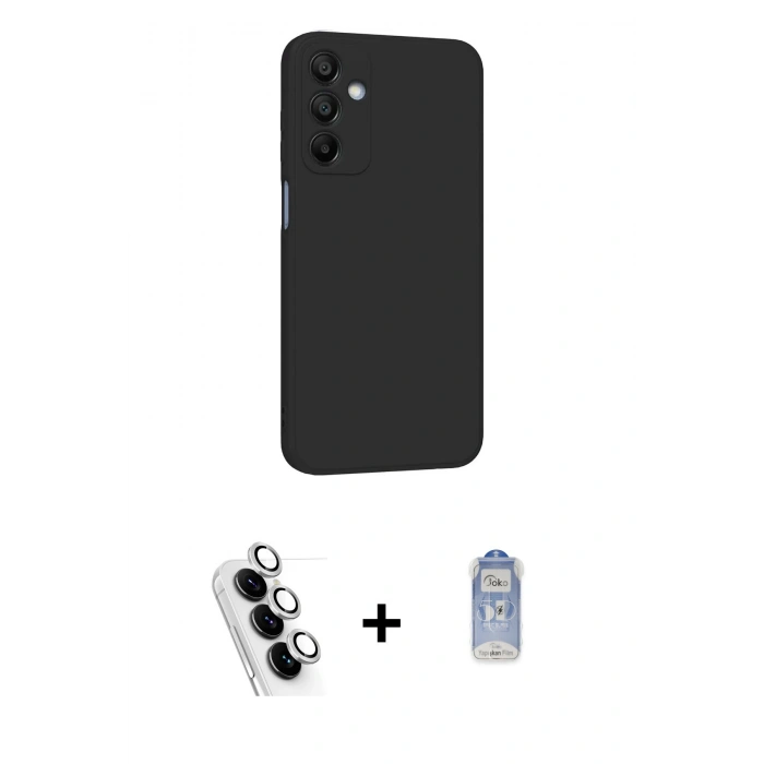 MARSİLYAN™- Galaxy A25 5G Kılıf Kozmos Yansıma Özel Seri - Siyah Joko Magic 5D Cam + Valdez Metal Kamera Lens - GS