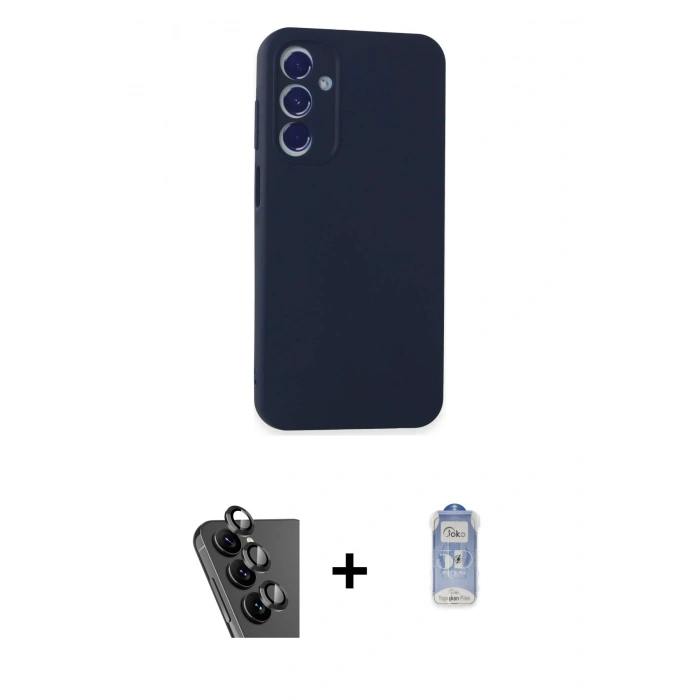 MARSİLYAN™- Galaxy A25 5G Kılıf Kozmos Yansıma Özel Seri - Siyah Joko Magic 5D Cam + Siyah Valdez Metal Kamera Lens