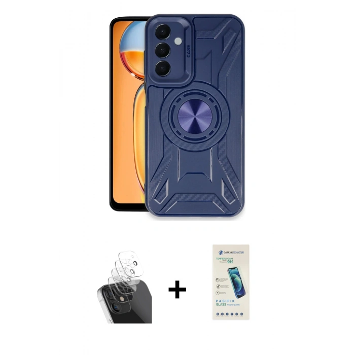 MARSİLYAN™- Galaxy A25 5G Kılıf Nova Yansıma Prime - Şeffaf Pasifik Cam Ekran Koruyucu + Kamera Lens Koruma Cam - SF
