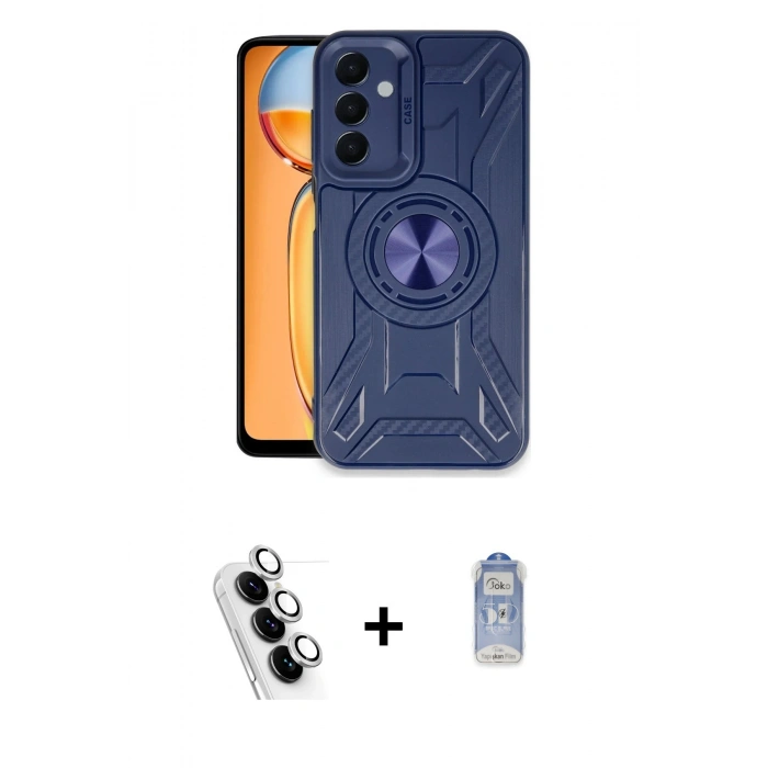 MARSİLYAN™- Galaxy A25 5G Kılıf Nova Yansıma Prime - Siyah Joko Magic 5D Cam + Valdez Metal Kamera Lens - GS