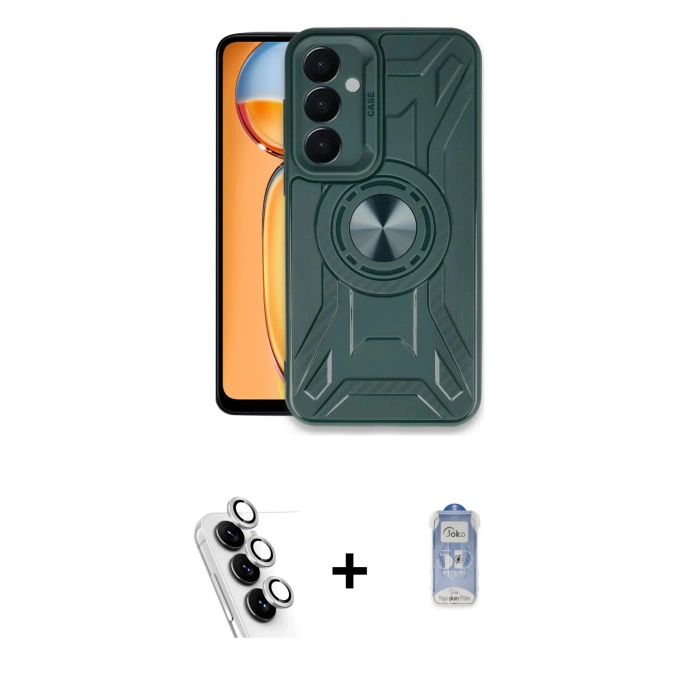 MARSİLYAN™- Galaxy A25 5G Kılıf Nova Yansıma Prime - Siyah Joko Magic 5D Cam + Valdez Metal Kamera Lens - GS