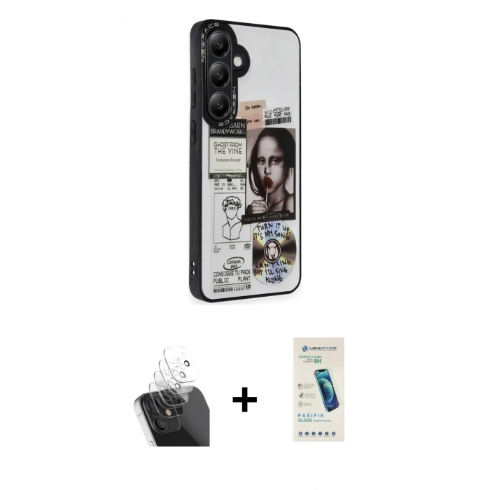 MARSİLYAN™- Galaxy A25 5G Kılıf Odak Klasik Serisi - Şeffaf Pasifik Cam Ekran Koruyucu + Kamera Lens Koruma Cam - SF