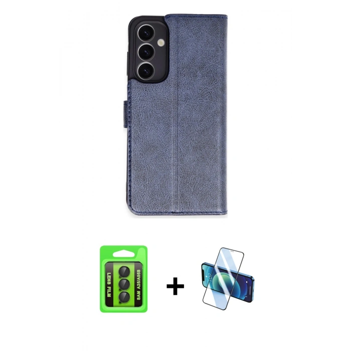 MARSİLYAN™- Galaxy A25 5G Kılıf Siluet Işık Serisi - Siyah 3D Antistatik Cam Ekran Koruyucu + Raze Metal Kamera Lens - SH