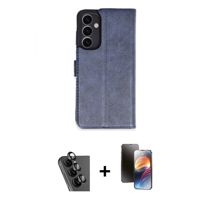 MARSİLYAN™- Galaxy A25 5G Kılıf Siluet Işık Serisi - Siyah 3D Antistatik Mat Seramik Nano Ekran Koruyucu + Valdez Metal Kamera Lens - SH