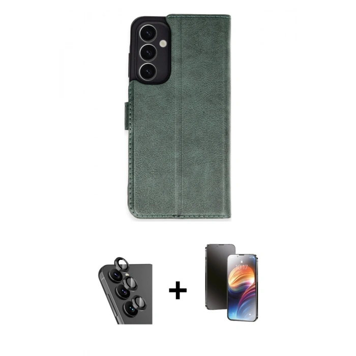 MARSİLYAN™- Galaxy A25 5G Kılıf Siluet Işık Serisi - Siyah 3D Antistatik Mat Seramik Nano Ekran Koruyucu + Valdez Metal Kamera Lens - SH