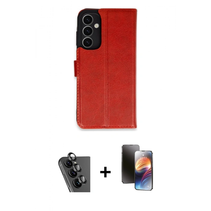 MARSİLYAN™- Galaxy A25 5G Kılıf Siluet Işık Serisi - Siyah 3D Antistatik Mat Seramik Nano Ekran Koruyucu + Valdez Metal Kamera Lens - SH