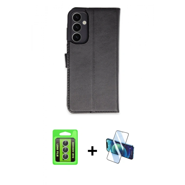 MARSİLYAN™- Galaxy A25 5G Kılıf Siluet Işık Serisi - Siyah 3D Antistatik Seramik Nano Ekran Koruyucu + Raze Metal Kamera Lens - GS