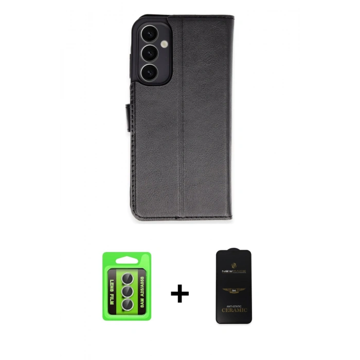 MARSİLYAN™- Galaxy A25 5G Kılıf Siluet Işık Serisi - Siyah 6D Antistatik Mat Seramik Hayalet Nano Ekran Koruyucu + Raze Metal Kamera Lens - GS