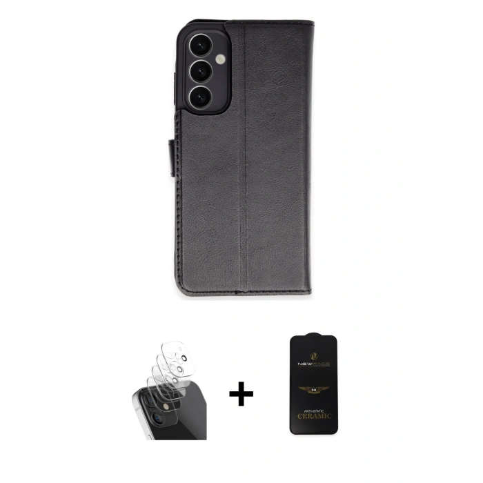 MARSİLYAN™- Galaxy A25 5G Kılıf Siluet Işık Serisi - Siyah 6D Antistatik Mat Seramik Hayalet Nano Ekran Koruyucu + Kamera Lens Koruma Cam - SF