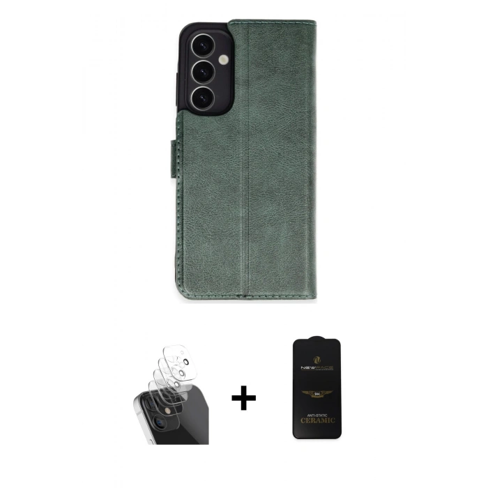 MARSİLYAN™- Galaxy A25 5G Kılıf Siluet Işık Serisi - Siyah 6D Antistatik Mat Seramik Hayalet Nano Ekran Koruyucu + Kamera Lens Koruma Cam - SF