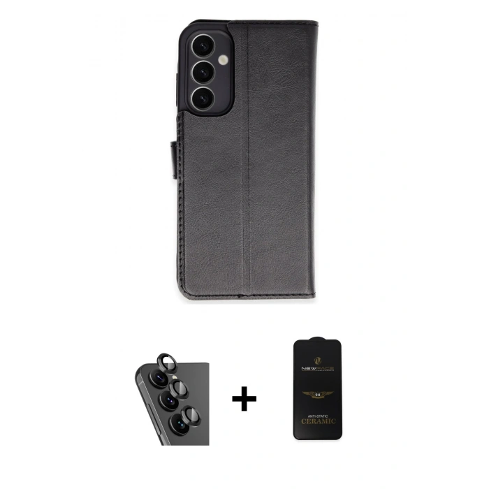MARSİLYAN™- Galaxy A25 5G Kılıf Siluet Işık Serisi - Siyah 6D Antistatik Mat Seramik Hayalet Nano Ekran Koruyucu + Valdez Metal Kamera Lens - SH