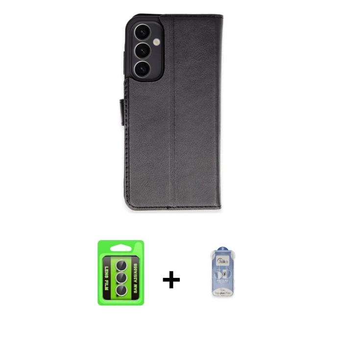 MARSİLYAN™- Galaxy A25 5G Kılıf Siluet Işık Serisi - Siyah Joko Magic 5D Cam + Raze Metal Kamera Lens - GS