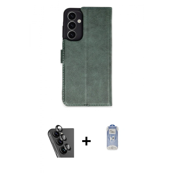 MARSİLYAN™- Galaxy A25 5G Kılıf Siluet Işık Serisi - Siyah Joko Magic 5D Cam + Valdez Metal Kamera Lens - SH