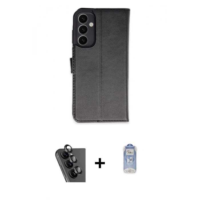 MARSİLYAN™- Galaxy A25 5G Kılıf Siluet Işık Serisi - Siyah Joko Magic 5D Cam + Valdez Metal Kamera Lens - SH