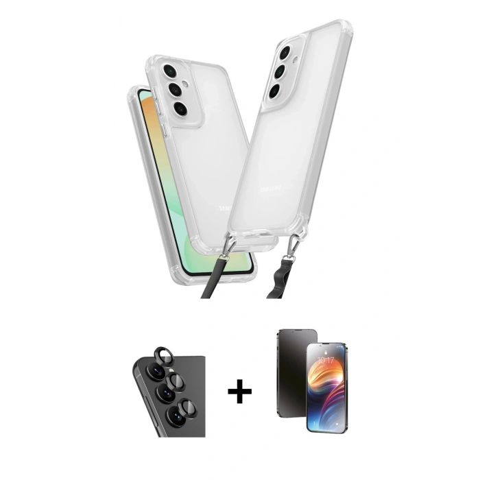 MARSİLYAN™- Galaxy A25 5G Kılıf Ufuk Klasik - Siyah 3D Antistatik Mat Seramik Nano Ekran Koruyucu + Valdez Metal Kamera Lens - SH
