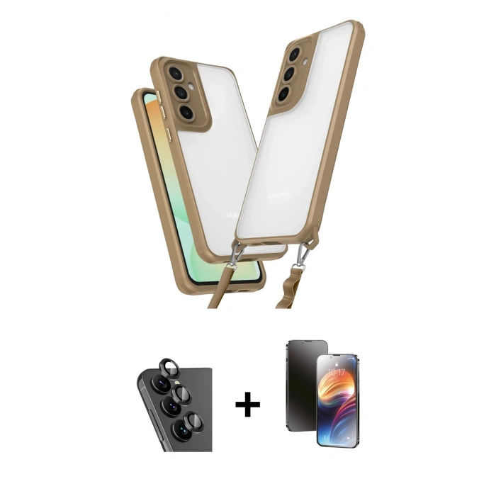 MARSİLYAN™- Galaxy A25 5G Kılıf Ufuk Klasik - Siyah 3D Antistatik Mat Seramik Nano Ekran Koruyucu + Valdez Metal Kamera Lens - SH