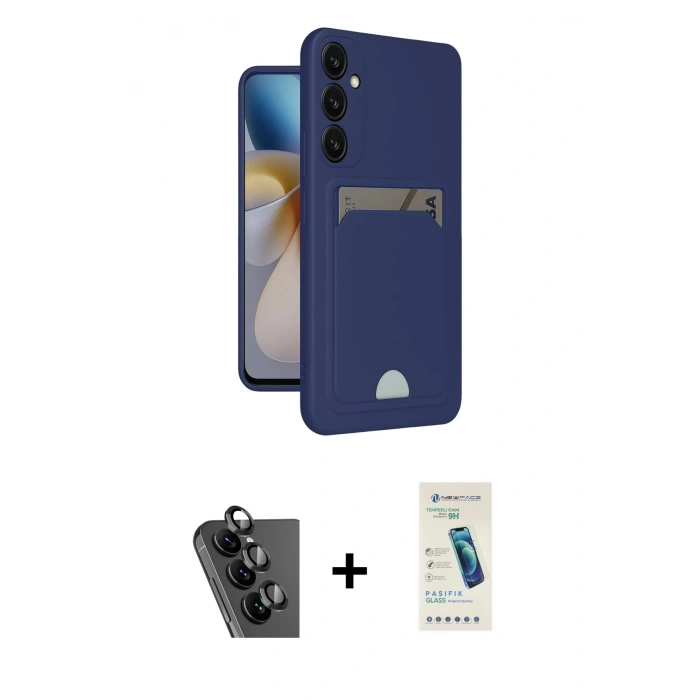 MARSİLYAN™- Galaxy A25 5G Kılıf Vadi Çizgi Prime - Şeffaf Pasifik Cam Ekran Koruyucu + Valdez Metal Kamera Lens - SH